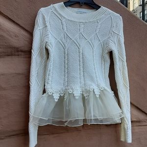 Marie Mullin Collection cable knit organza sweater